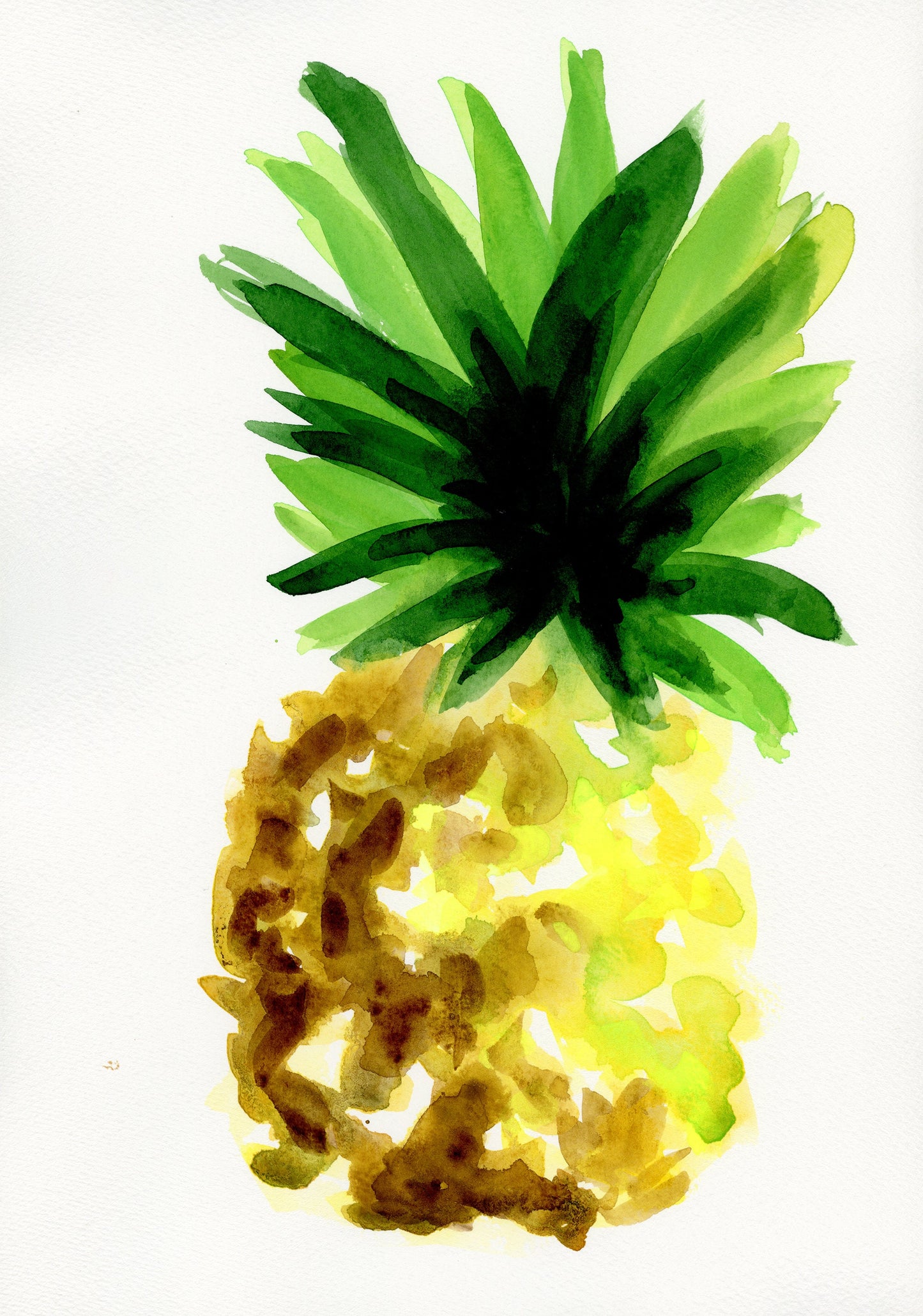 Pineapple hand painted watercolor painting 9x12, Hawaiian fruit wall art, kitchen wall art, tropical fruit decor