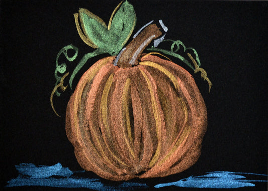 Pumpkin metallic paint on black paper original watercolor painting, Set of 3 Fall and Autumn wall decor, Thanksgiving Decorations