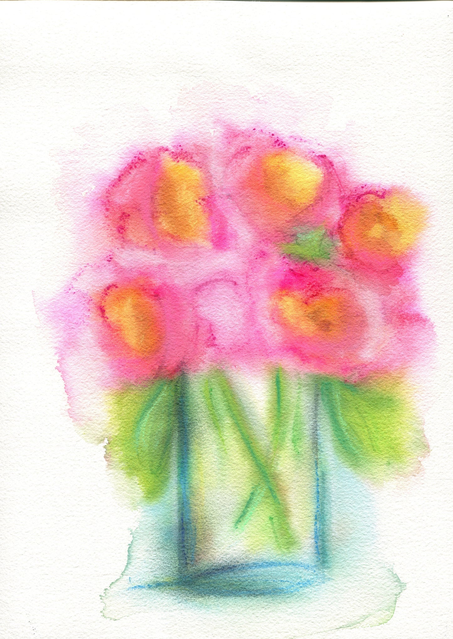 Hot pink peony flower hand painted original watercolor painting 9x12, botanical garden flower watercolor painting 1