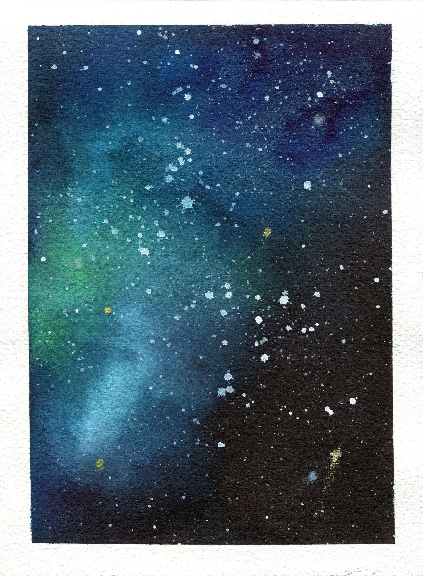 Original galaxy hand painted watercolor painting, set of 4 5 x7 ready to frame, nebula and celestial wall art