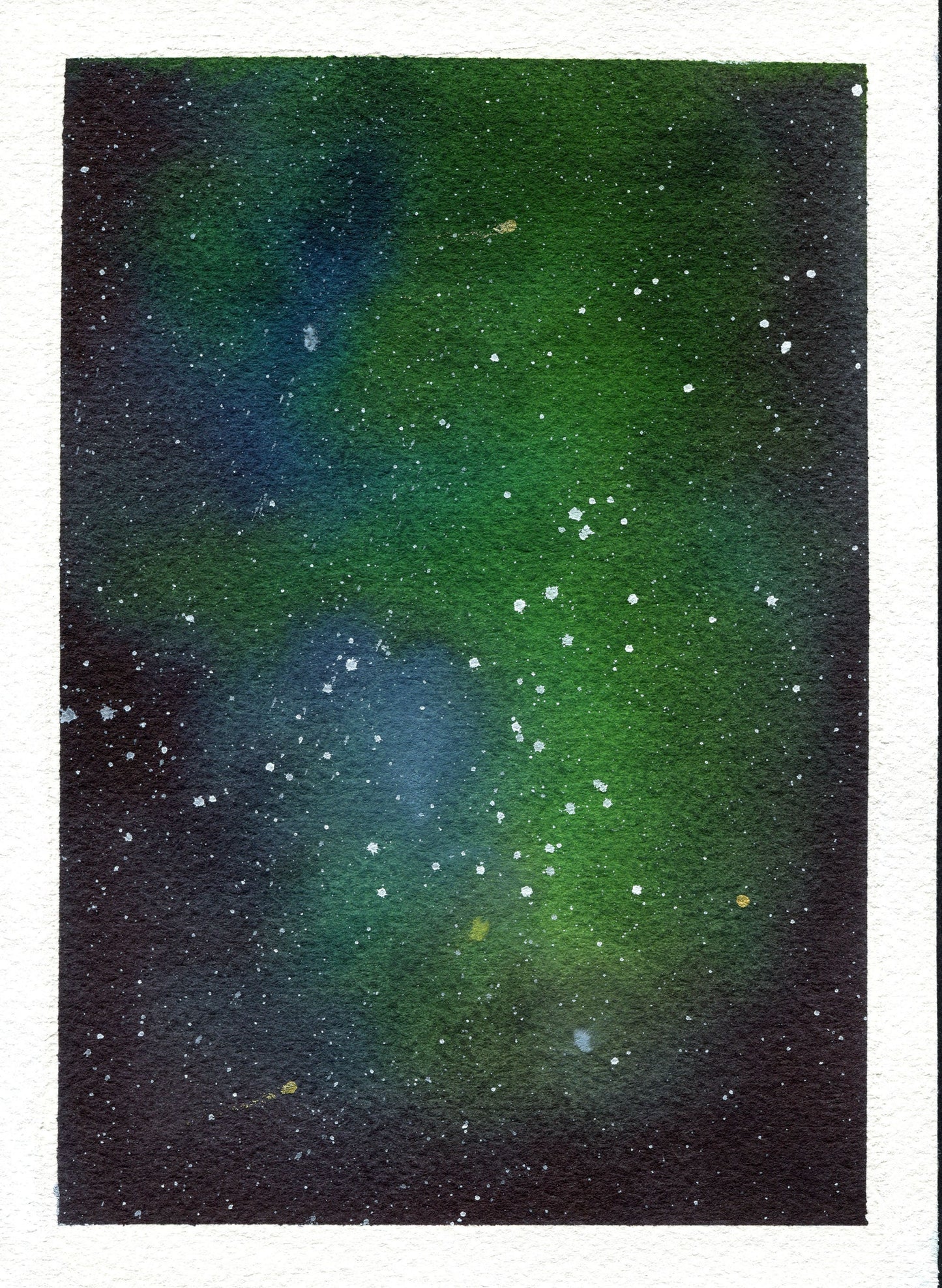 Original galaxy hand painted watercolor painting, set of 4 5 x7 ready to frame, nebula and celestial wall art