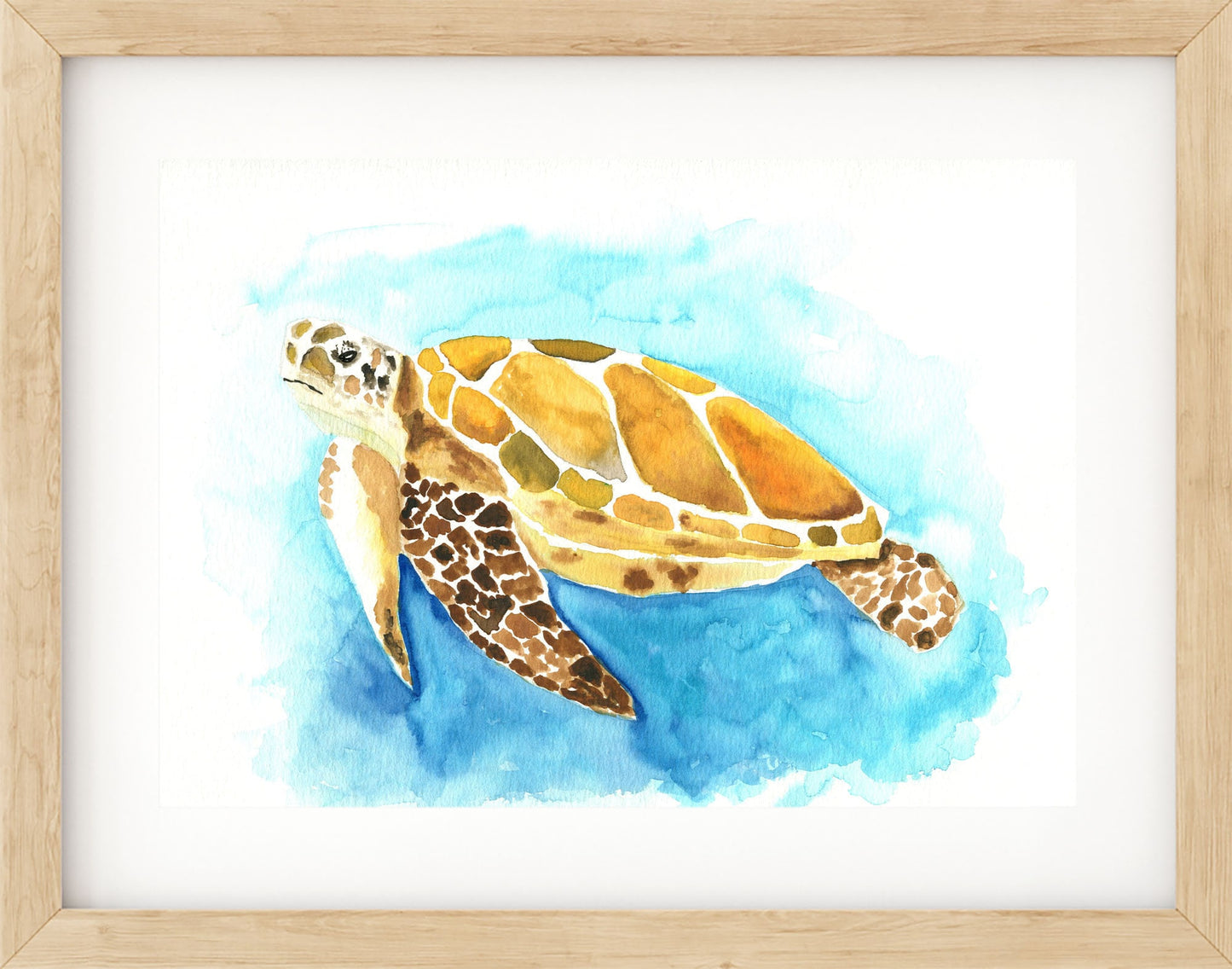 Sea turtle hand painted watercolor painting 9x12, under the sea nursery art, original watercolor painting