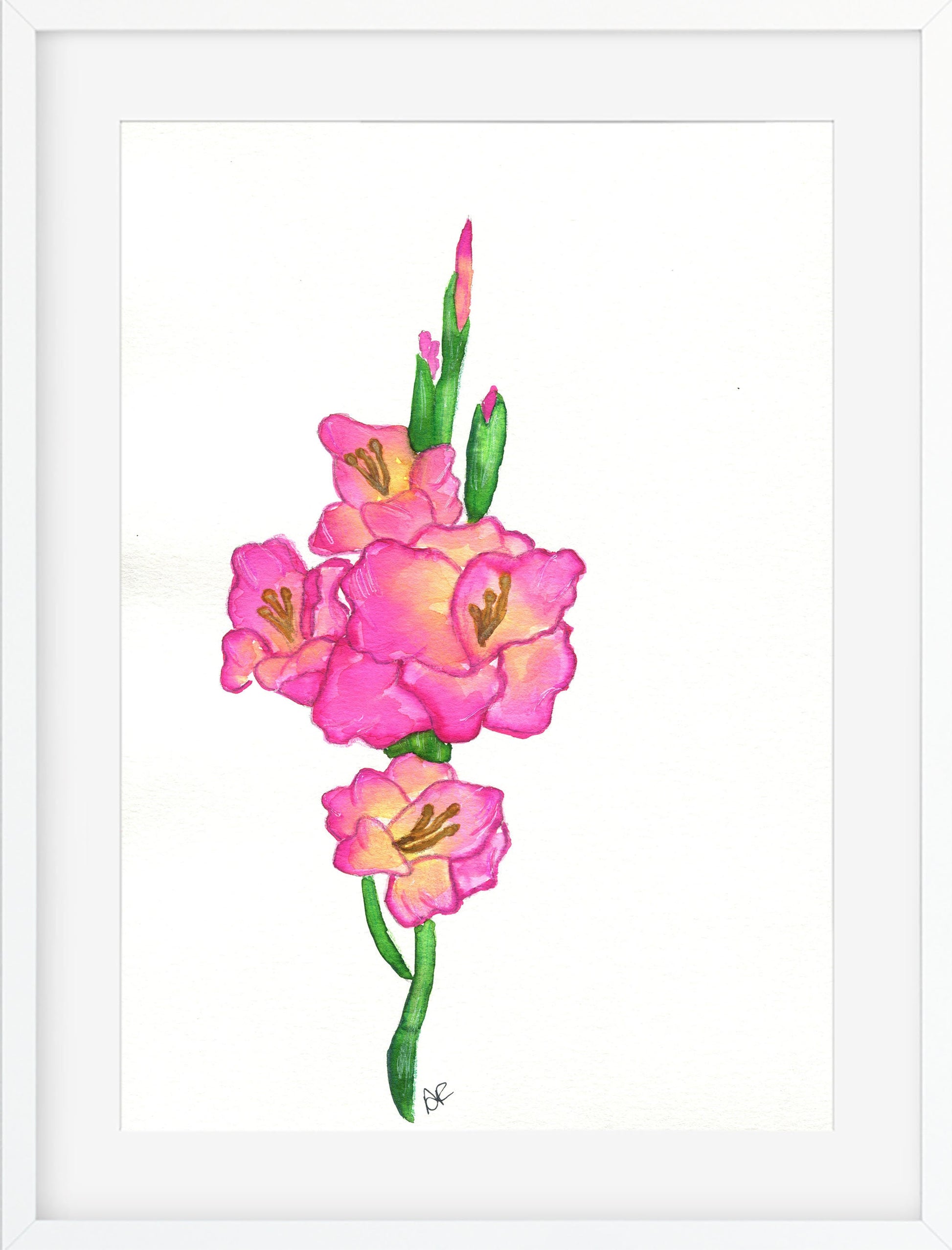 Gladiolus watercolor painting 9x12