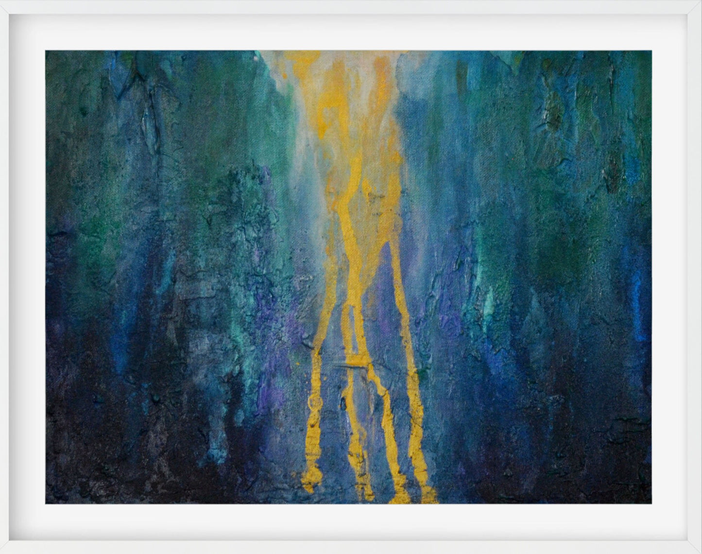 Abstract hand painted acrylic painting ready to frame 12x16, dark dreamy fire wall art, abstract waterfall artwork, colorful wall art