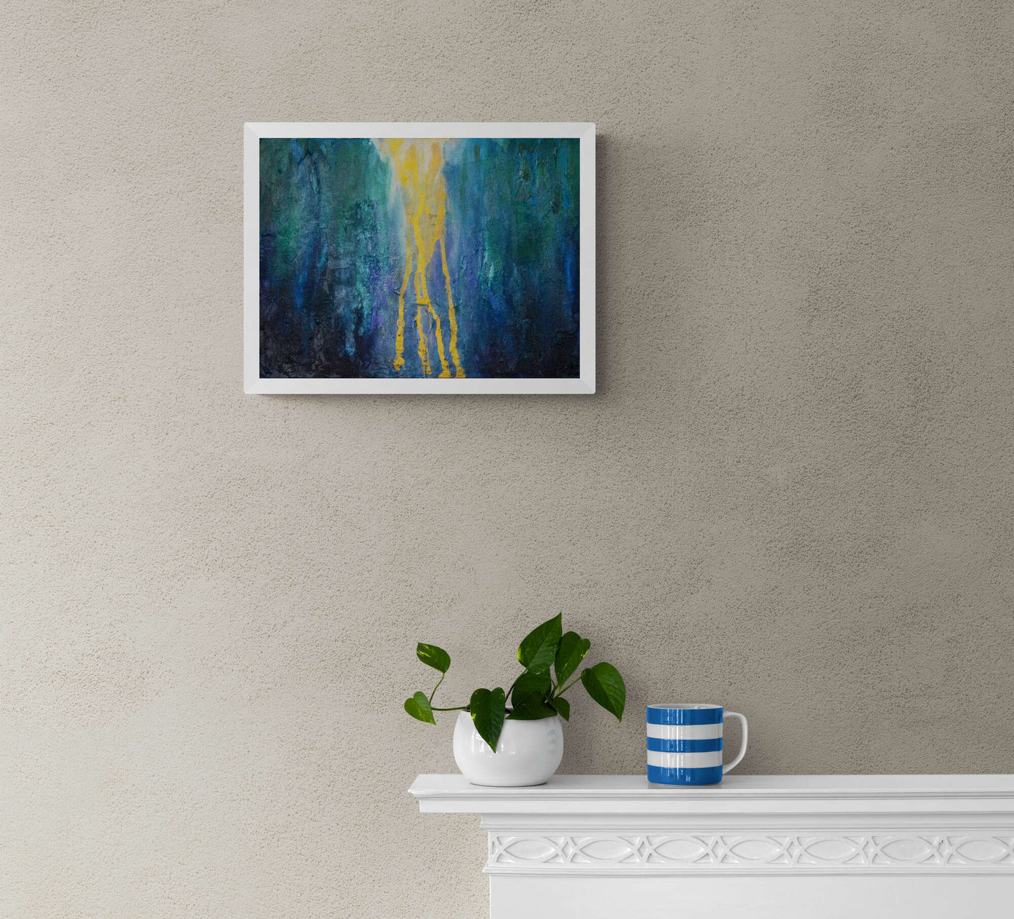 Abstract hand painted acrylic painting ready to frame 12x16, dark dreamy fire wall art, abstract waterfall artwork, colorful wall art