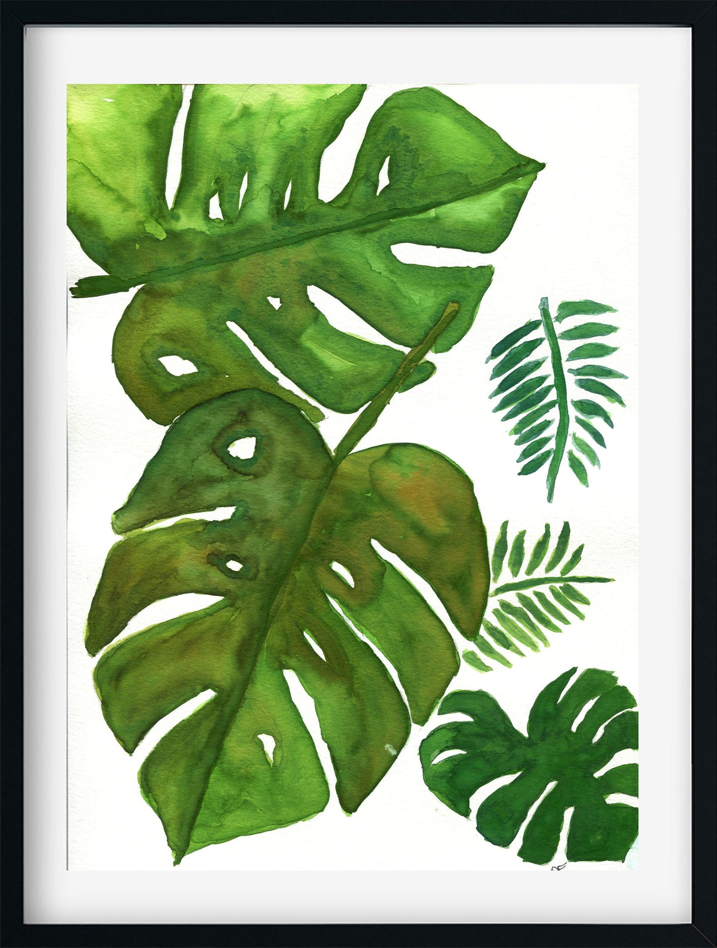 Monstera Deliciosa hand painted original watercolor painting, tropical botanical wall art, philodendron leaf wall hanging