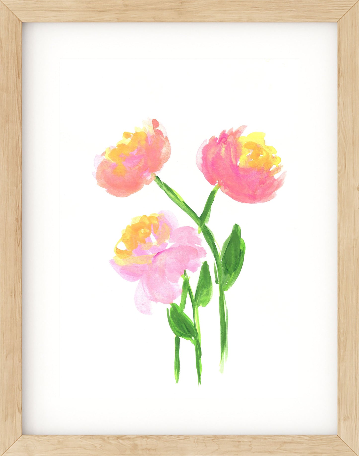 Pink peony flower hand painted original watercolor painting 9x12, botanical garden flower watercolor painting