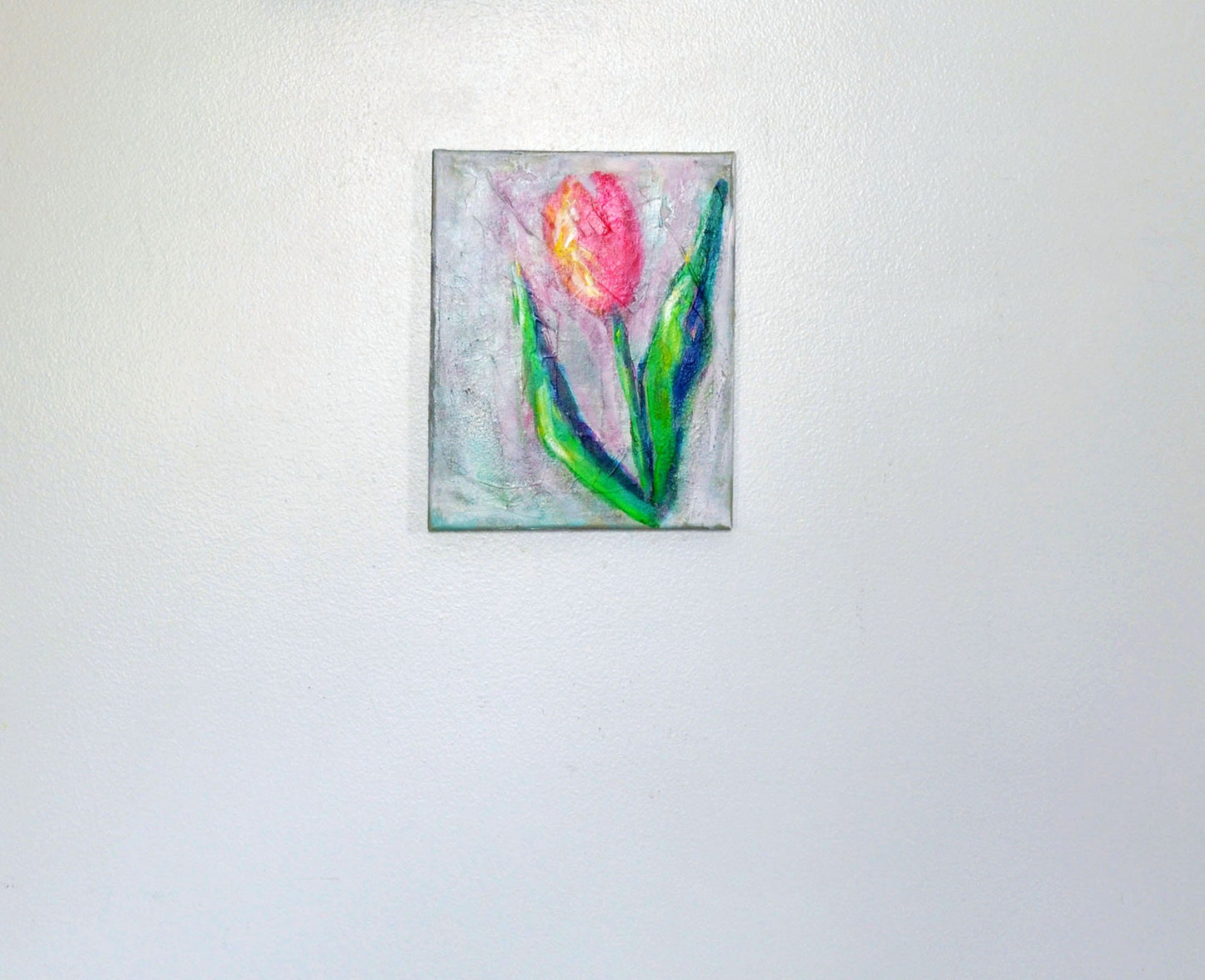 Tulip painting hand painted on canvas 8x10, original small wall floral artwork