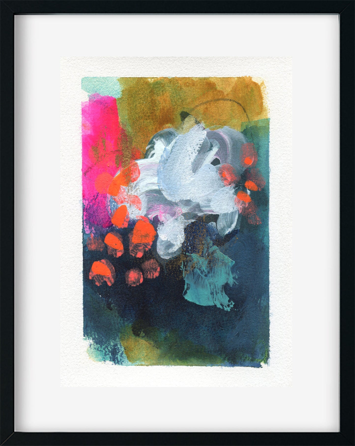 Abstract hand painted original watercolor painting 5x7, small wall gallery art, abstract wall art 7