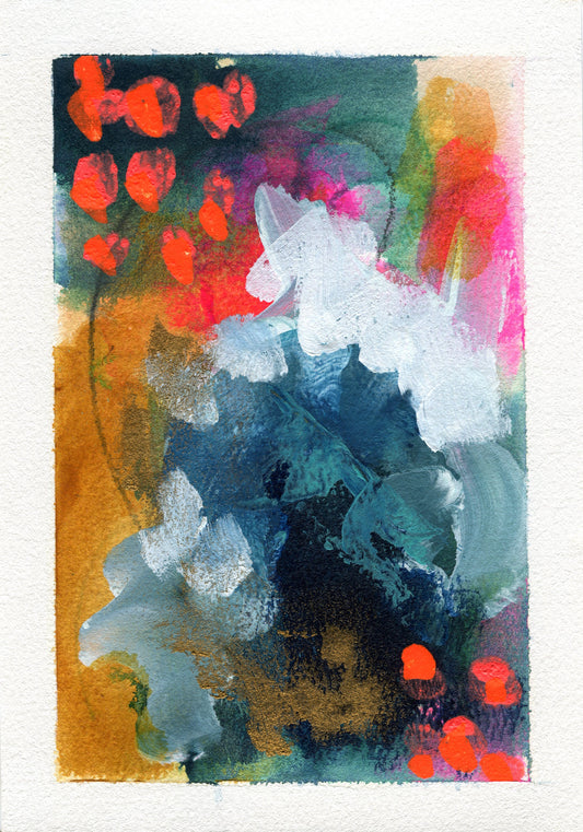 Abstract hand painted original watercolor painting 5x7, small wall gallery art, abstract wall art