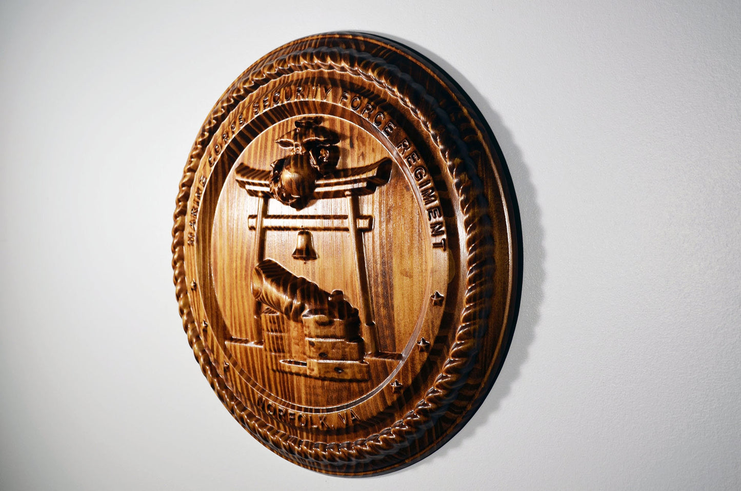 USMC Security Force Regiment, 3d wood carving, military plaque