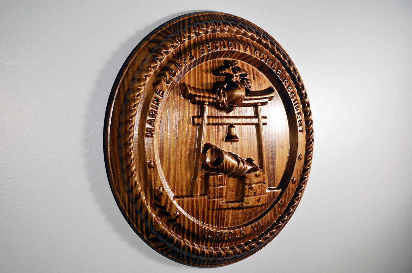 USMC Security Force Regiment, 3d wood carving, military plaque