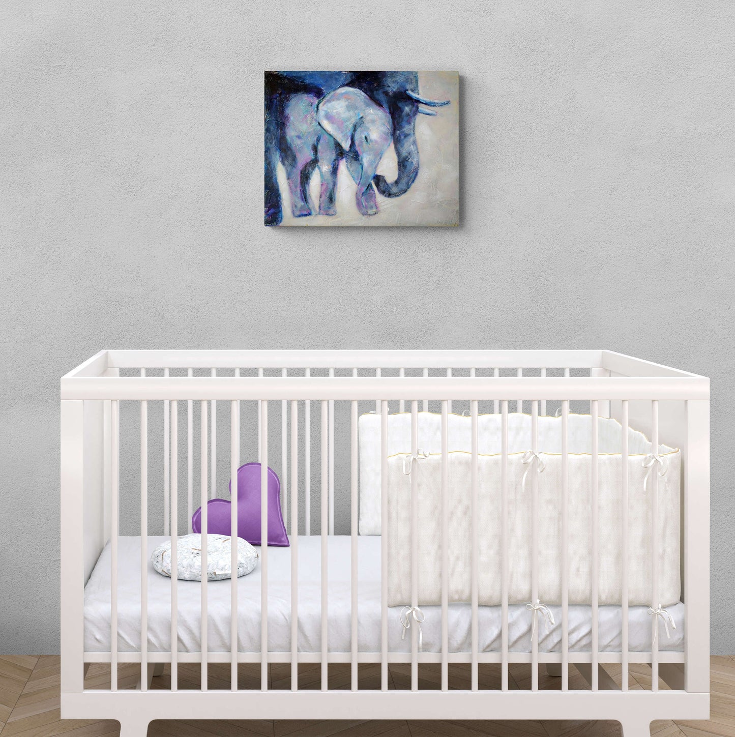 Momma and baby elephant acrylic painting on canvas 16x20, children's bedroom wall art, nursery decorations, canvas wall art