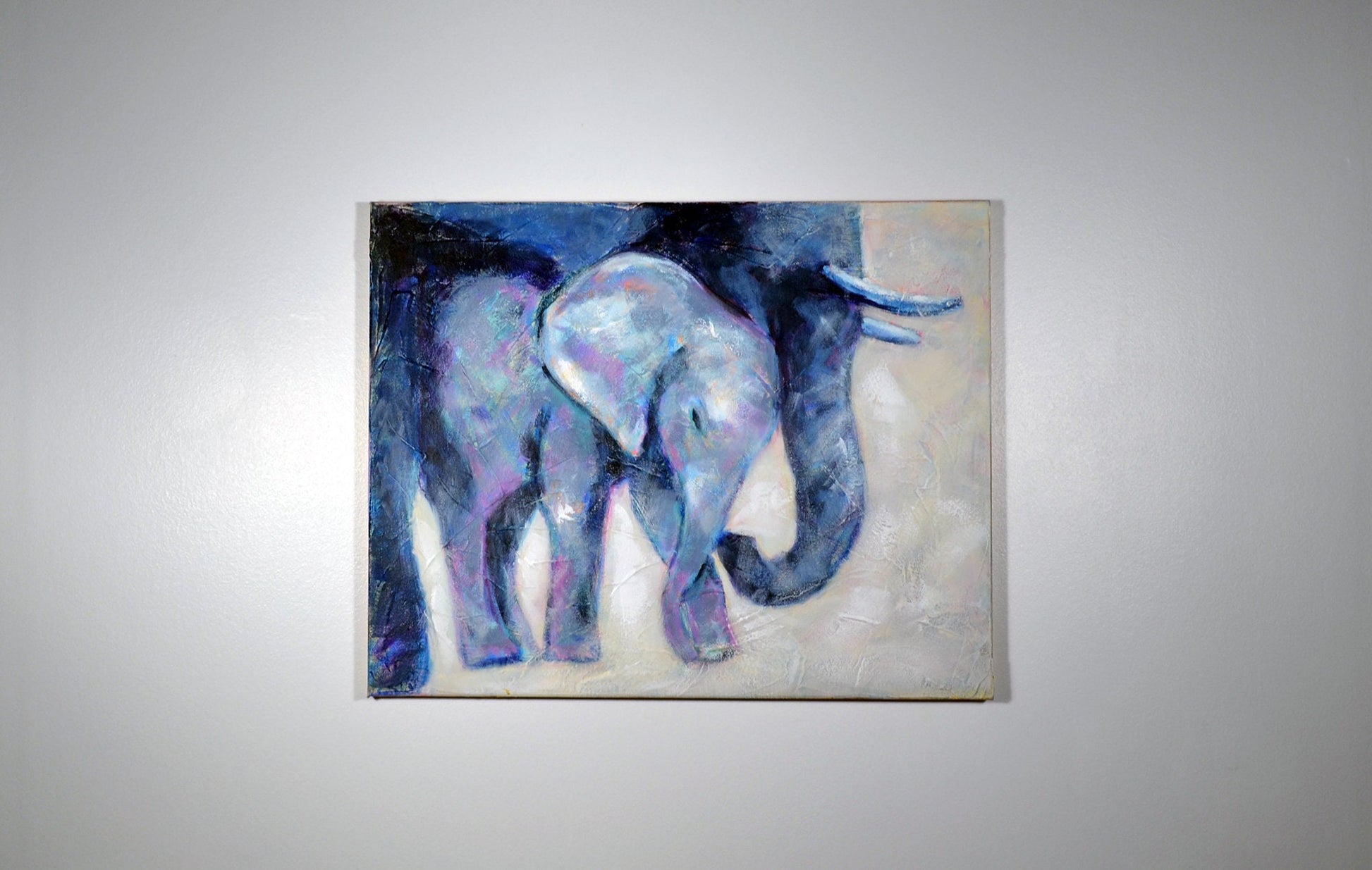 Momma and baby elephant acrylic painting on canvas 16x20, children's bedroom wall art, nursery decorations, canvas wall art