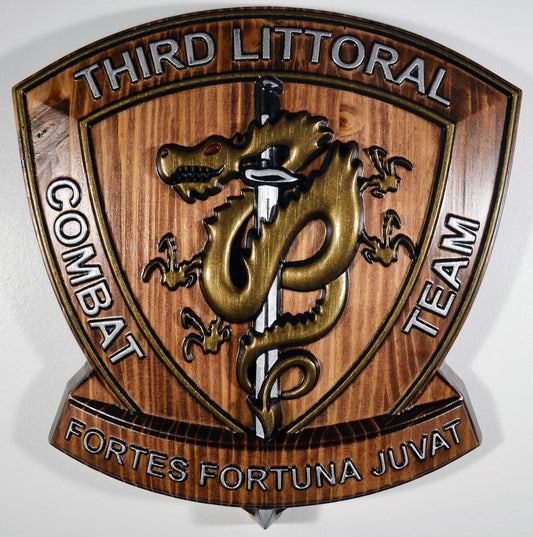 USMC 3D Littoral Combat Team, Marine Corps, Painted 15" Military Plaque