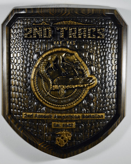 USMC 2nd Assault Amphibian Battalion, 2nd Tracs Black and Brass, military plaque