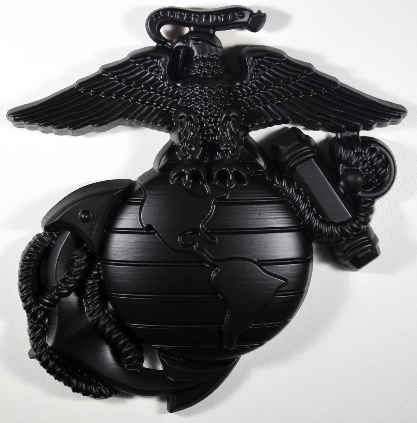 USMC 12" Eagle Globe Anchor, Marine Corps, EGA, Matte Black Plaque