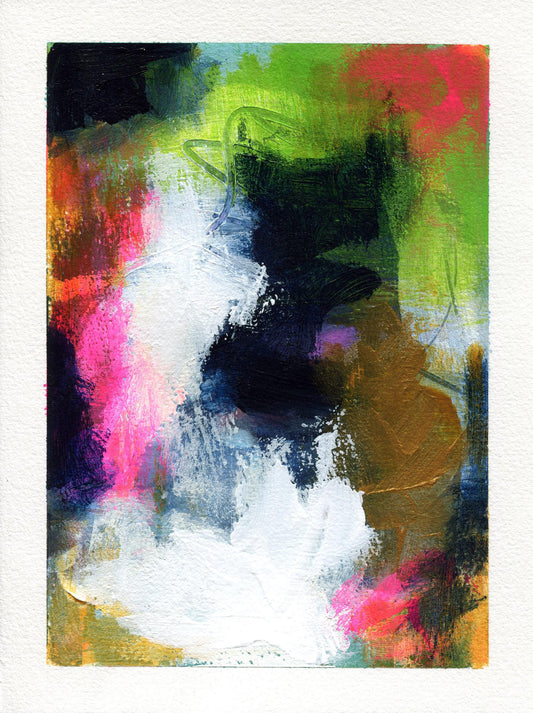 Abstract hand painted original mixed media painting 5x7, small wall gallery art, abstract wall art