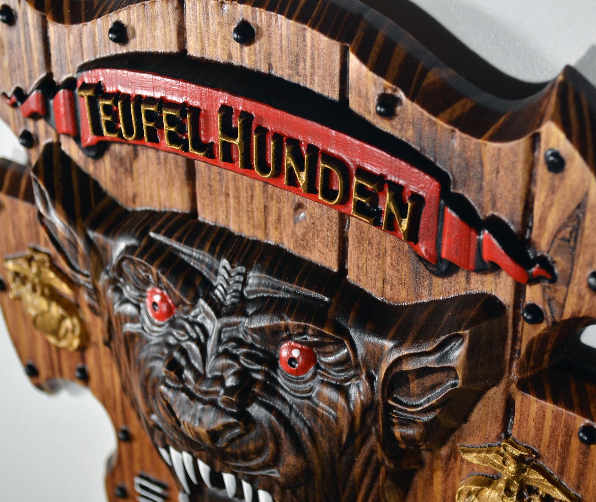 USMC Devil Dog, CNC 3d Wood Carving, Teufel Hunden, Military Plaque