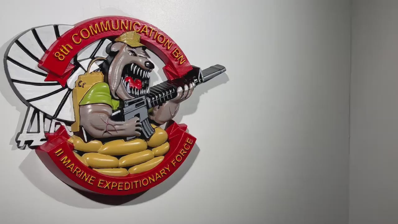 USMC 8th Communication Battalion, Painted wood military plaque