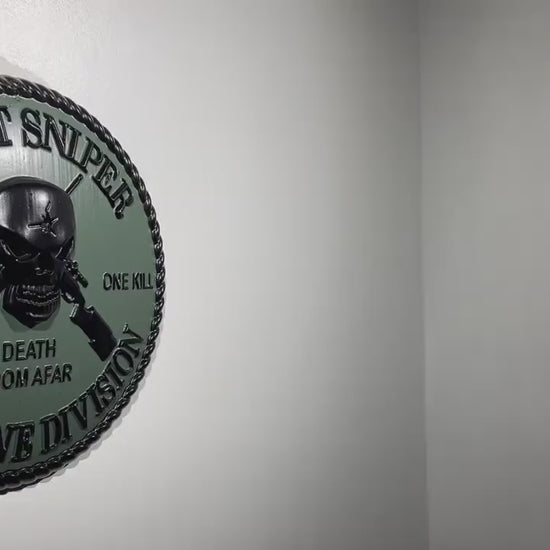 USMC 1st Marine Scout Sniper 12-inch Black and Green Unit Plaque