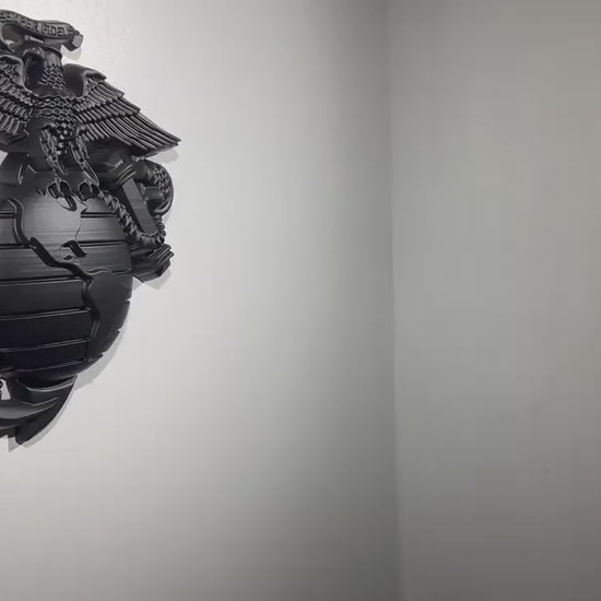 USMC 12" Eagle Globe Anchor, Marine Corps, EGA, Matte Black Plaque