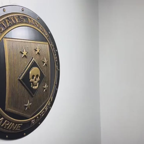USMC Marine Raiders matte black and brass shield plaque