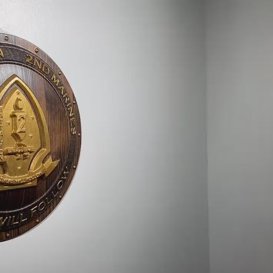 USMC 1st Battalion 2nd Marine 12-inch Java Gold Unit Plaque