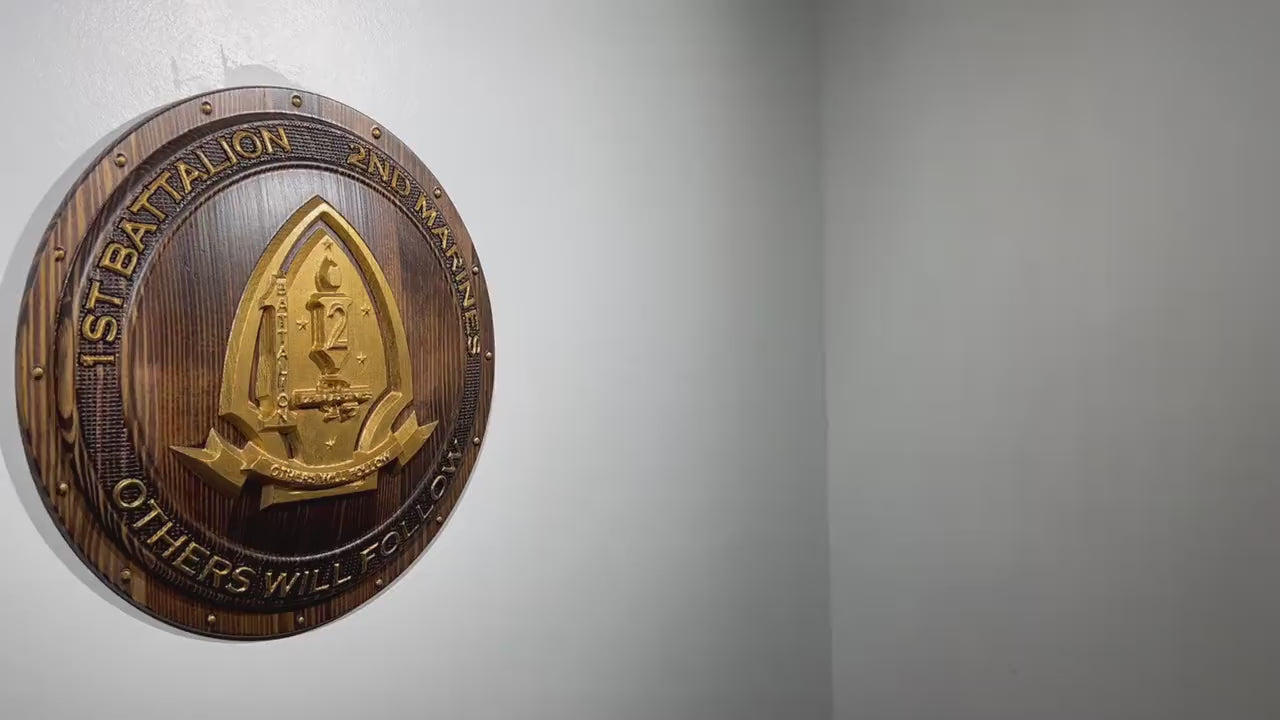USMC 1st Battalion 2nd Marine 12-inch Java Gold Unit Plaque