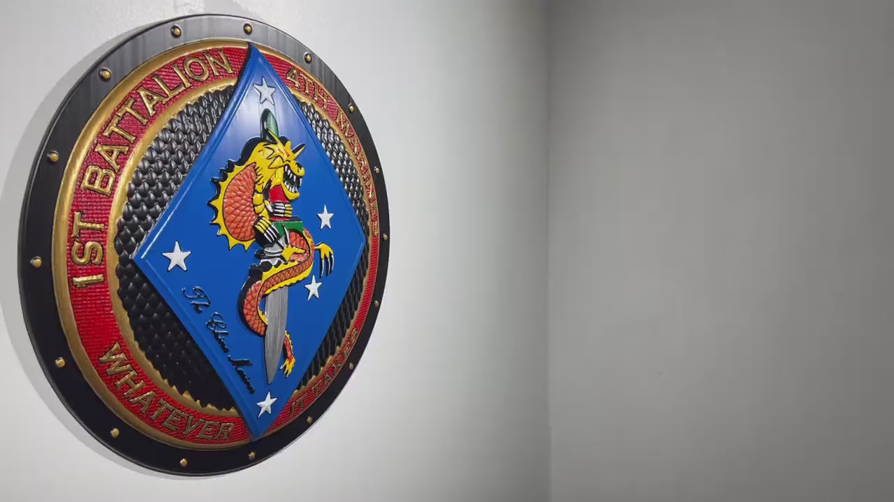USMC 1st Battalion 4th Marine Painted Unit Plaque