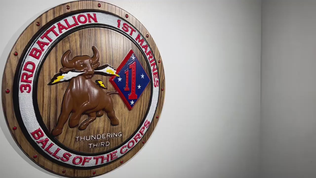 USMC 3rd Battalion 1st Marines Painted Unit Plaque