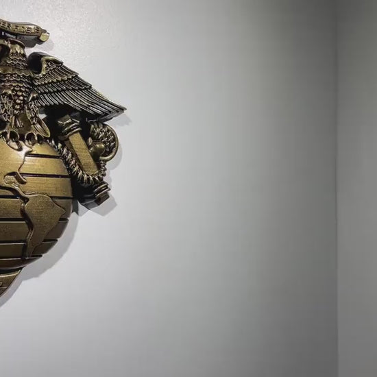 USMC Eagle Globe Anchor 12" Antique Brass Painted Unit Plaque