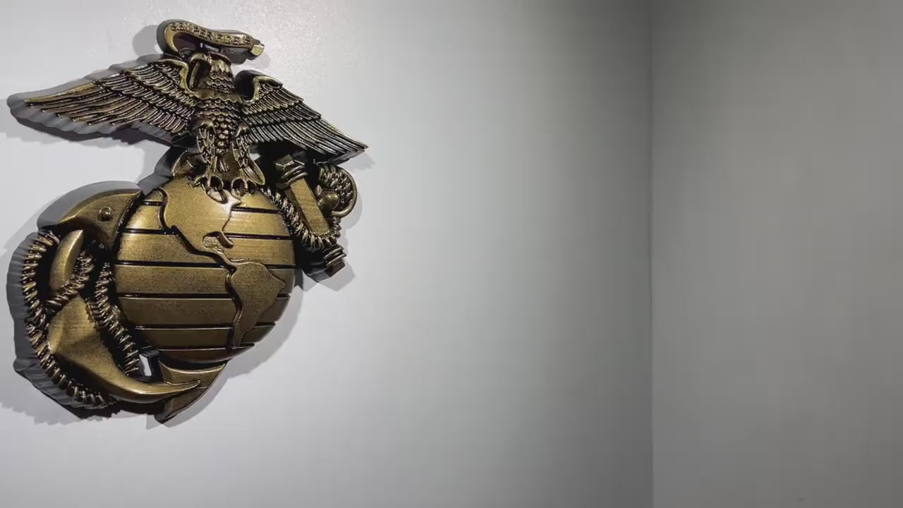 USMC Eagle Globe Anchor 12" Antique Brass Painted Unit Plaque
