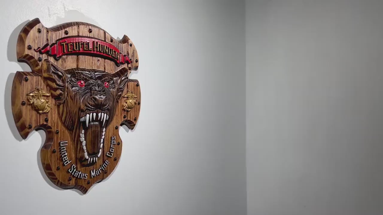 USMC Devil Dog 12" Teufel Hunden Military Plaque