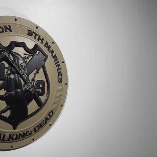 USMC 1st Battalion 9th Marines 12" Shield Black Sand Unit Plaque