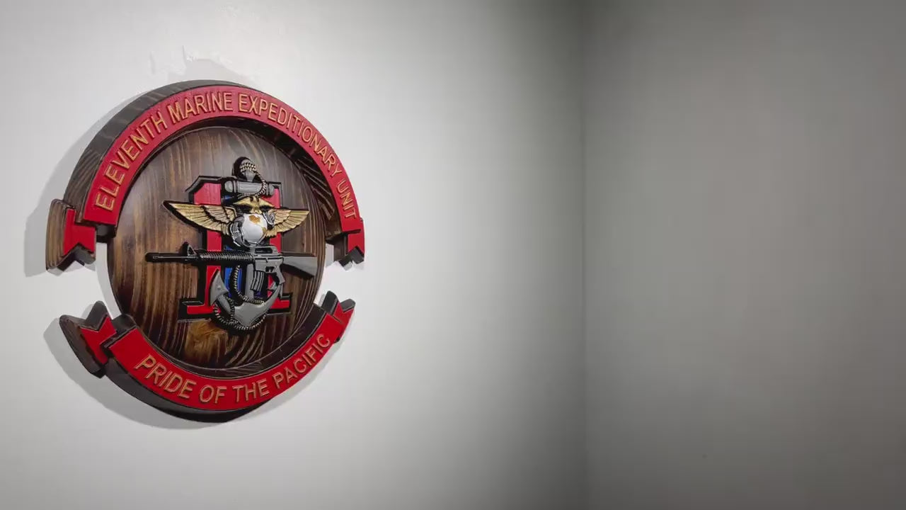 USMC 11th Marine Expeditionary Unit, 12" Painted Plaque