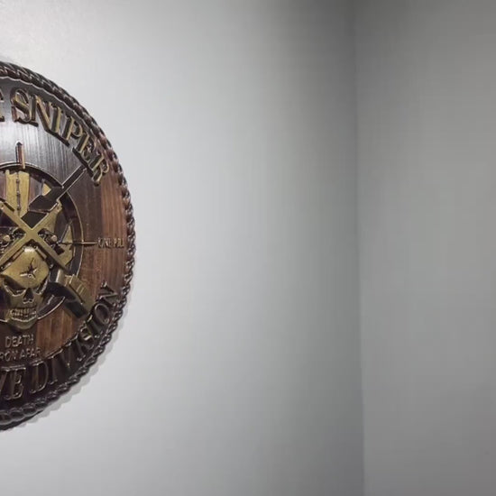 USMC 3rd Marine Scout Sniper 12 inch Brass and Java Unit Plaque