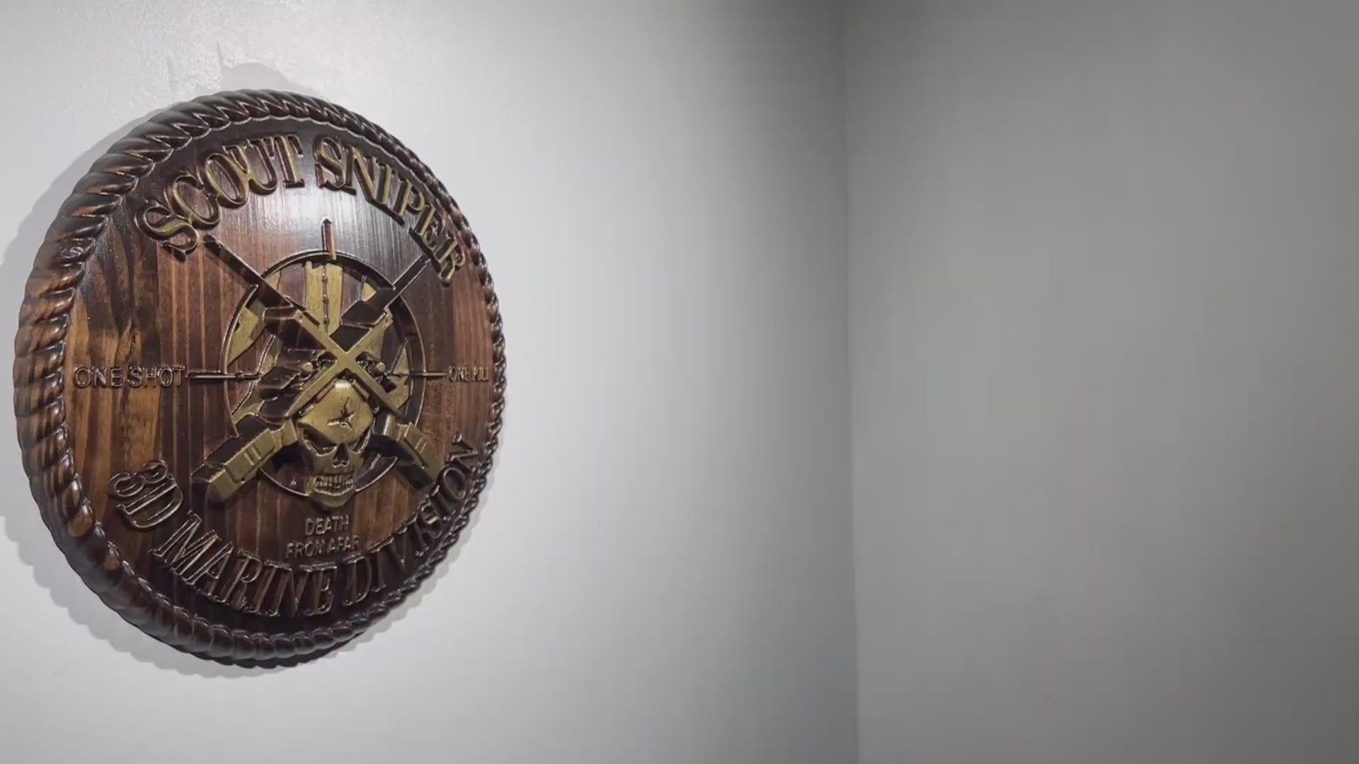 USMC 3rd Marine Scout Sniper 12 inch Brass and Java Unit Plaque