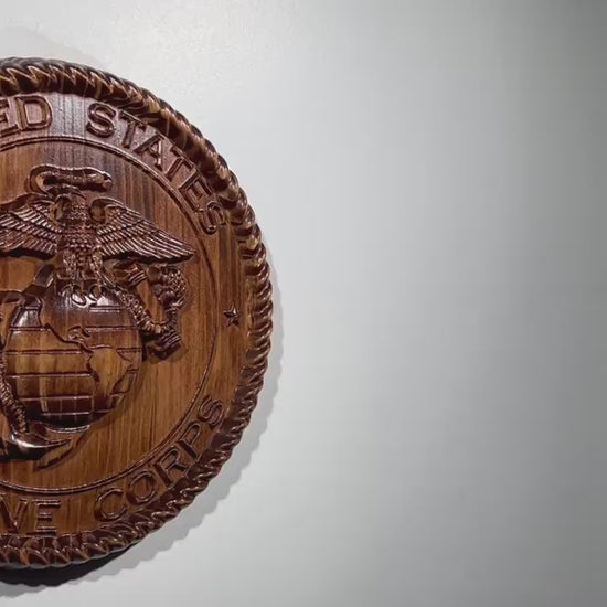 USMC Marines Logo 12" stained Military Plaque
