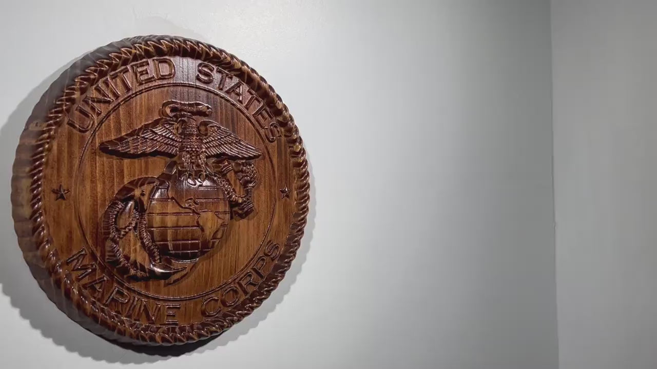 USMC Marines Logo 12" stained Military Plaque