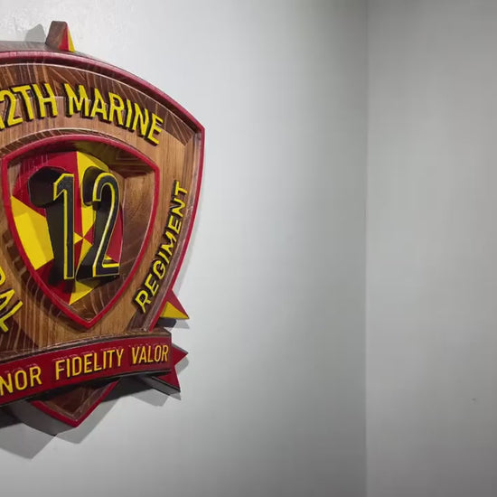 USMC 12th Marine Littoral Regiment, Painted 15" Military Plaque