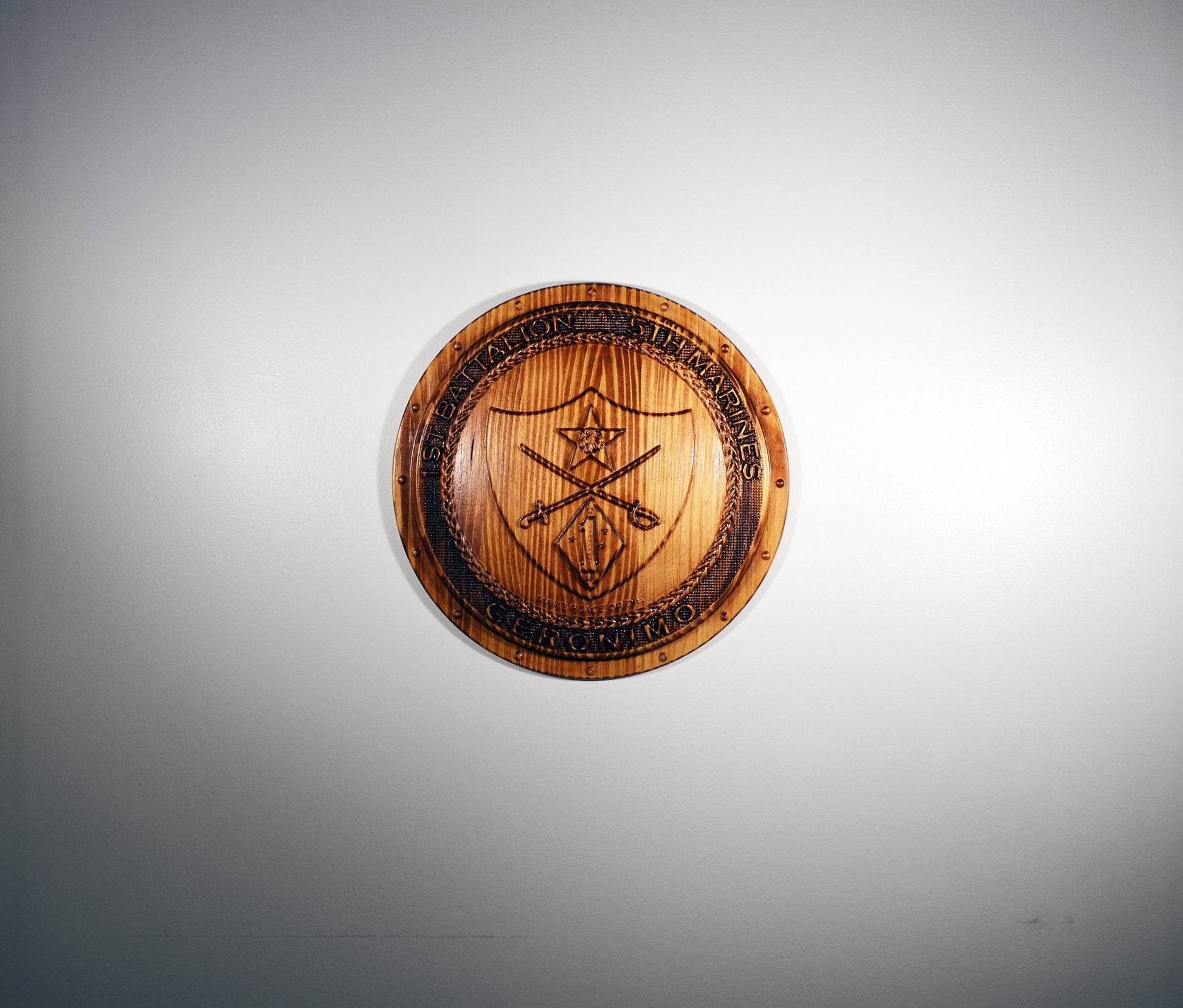 USMC 1st Battalion 5th Marines Shield, USMC Geronimo CNC, military plaque - Carved Effects