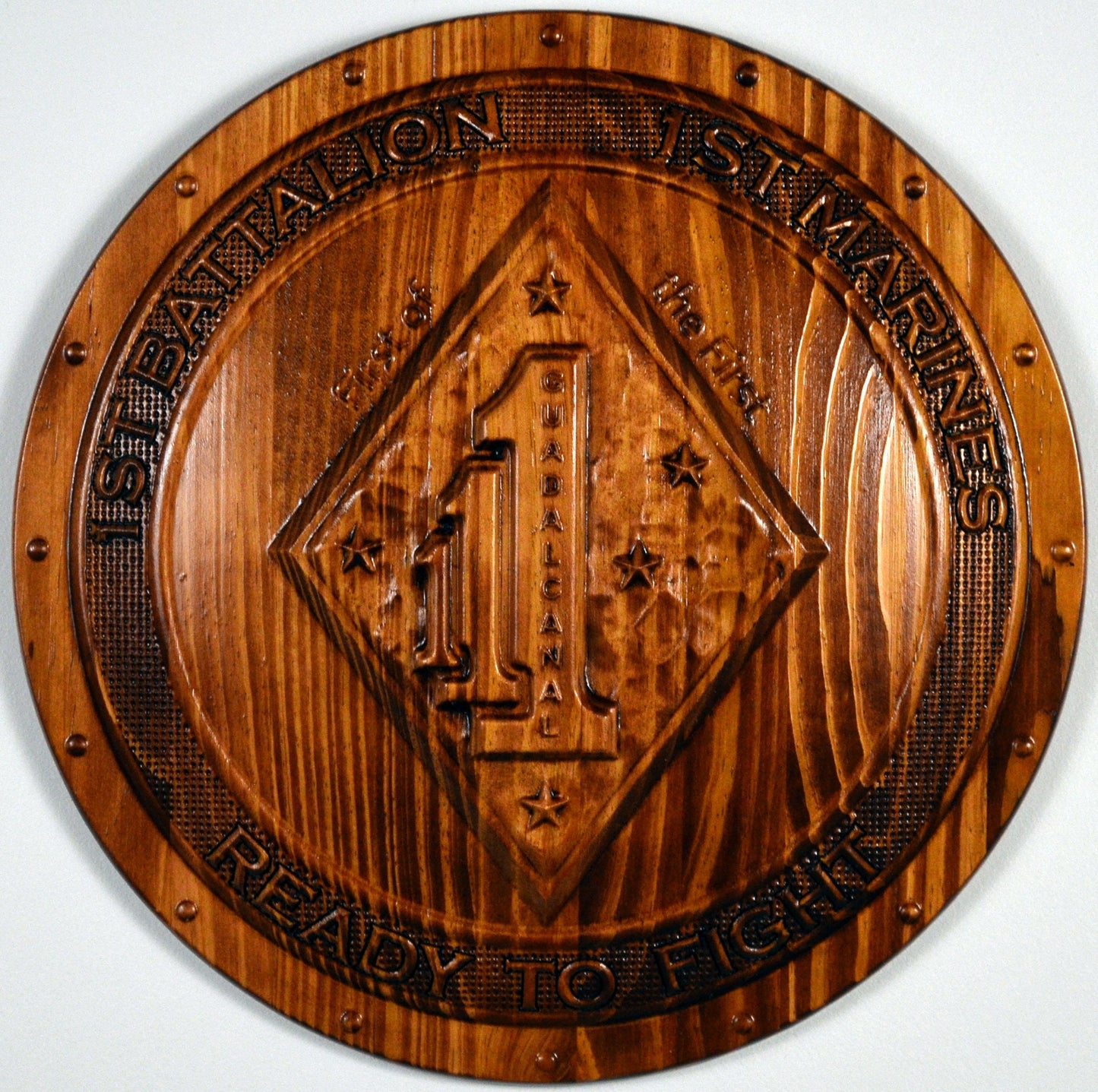 USMC 1st Battalion 1st Marines, 1st of the 1st Marine Corps, 3d wood carving, military plaque - Carved Effects