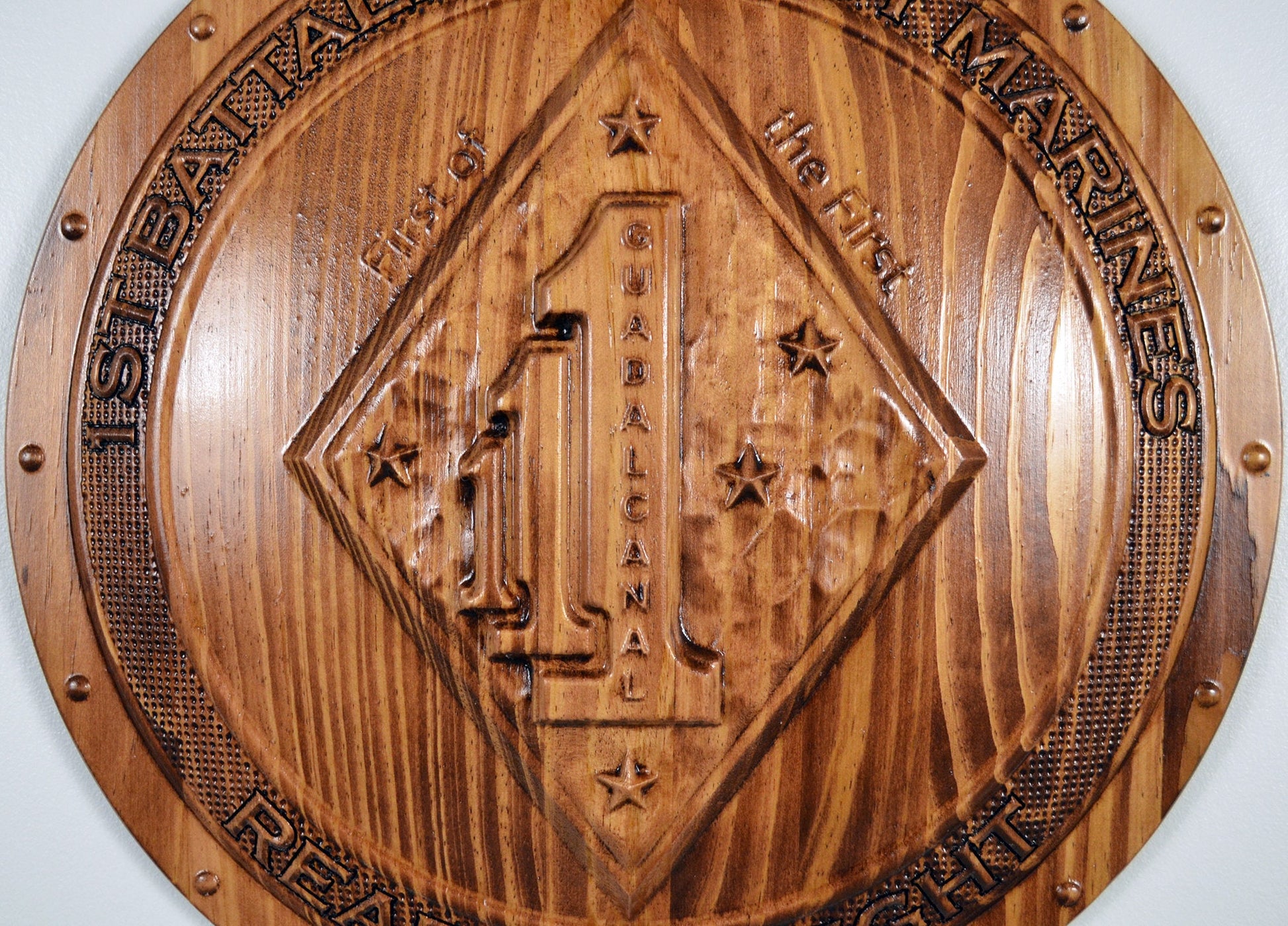 USMC 1st Battalion 1st Marines, 1st of the 1st Marine Corps, 3d wood carving, military plaque - Carved Effects