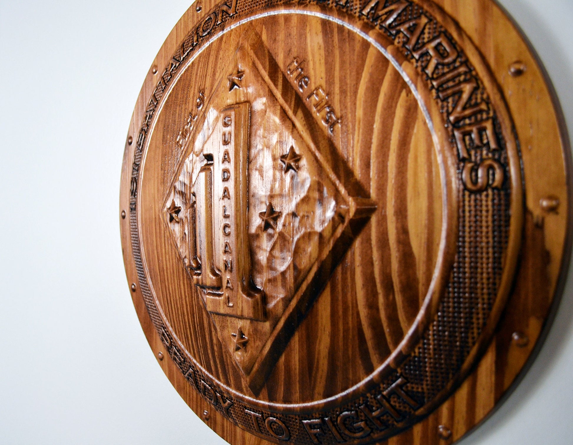 USMC 1st Battalion 1st Marines, 1st of the 1st Marine Corps, 3d wood carving, military plaque - Carved Effects