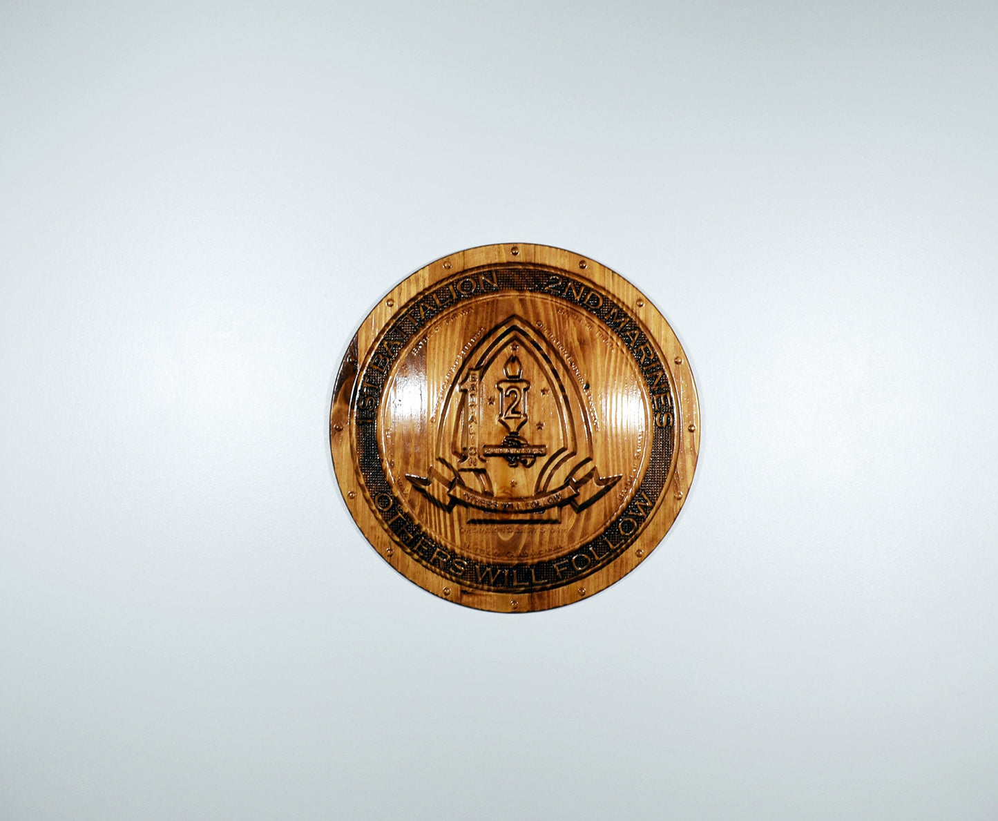 USMC 1st Battalion 2nd Marines,  3d wood carving, military plaque - Carved Effects