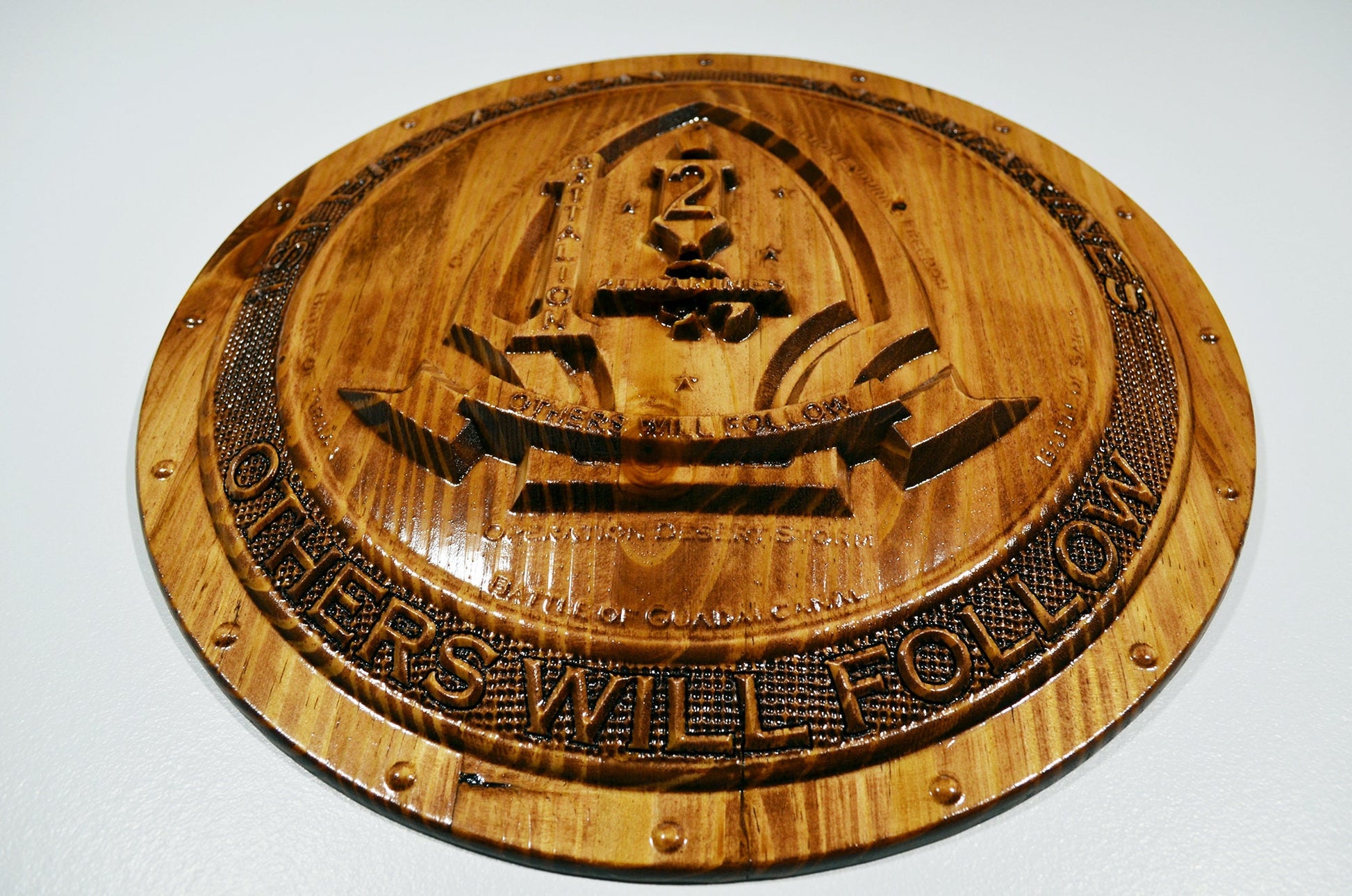 USMC 1st Battalion 2nd Marines,  3d wood carving, military plaque - Carved Effects