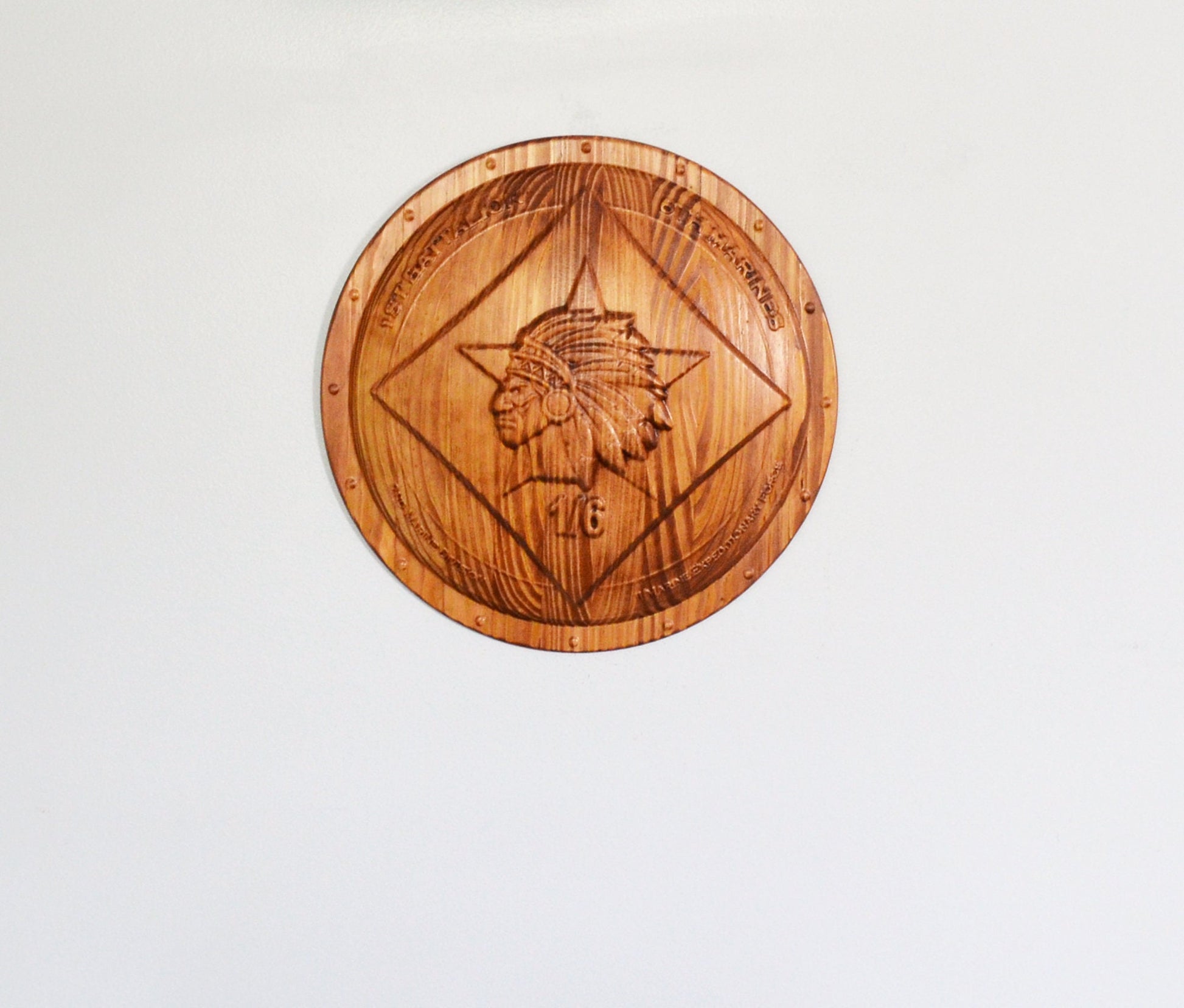 USMC 1st Battalion 6th Marines, USMC 1/6 Hard 3d wood carving, military plaque - Carved Effects