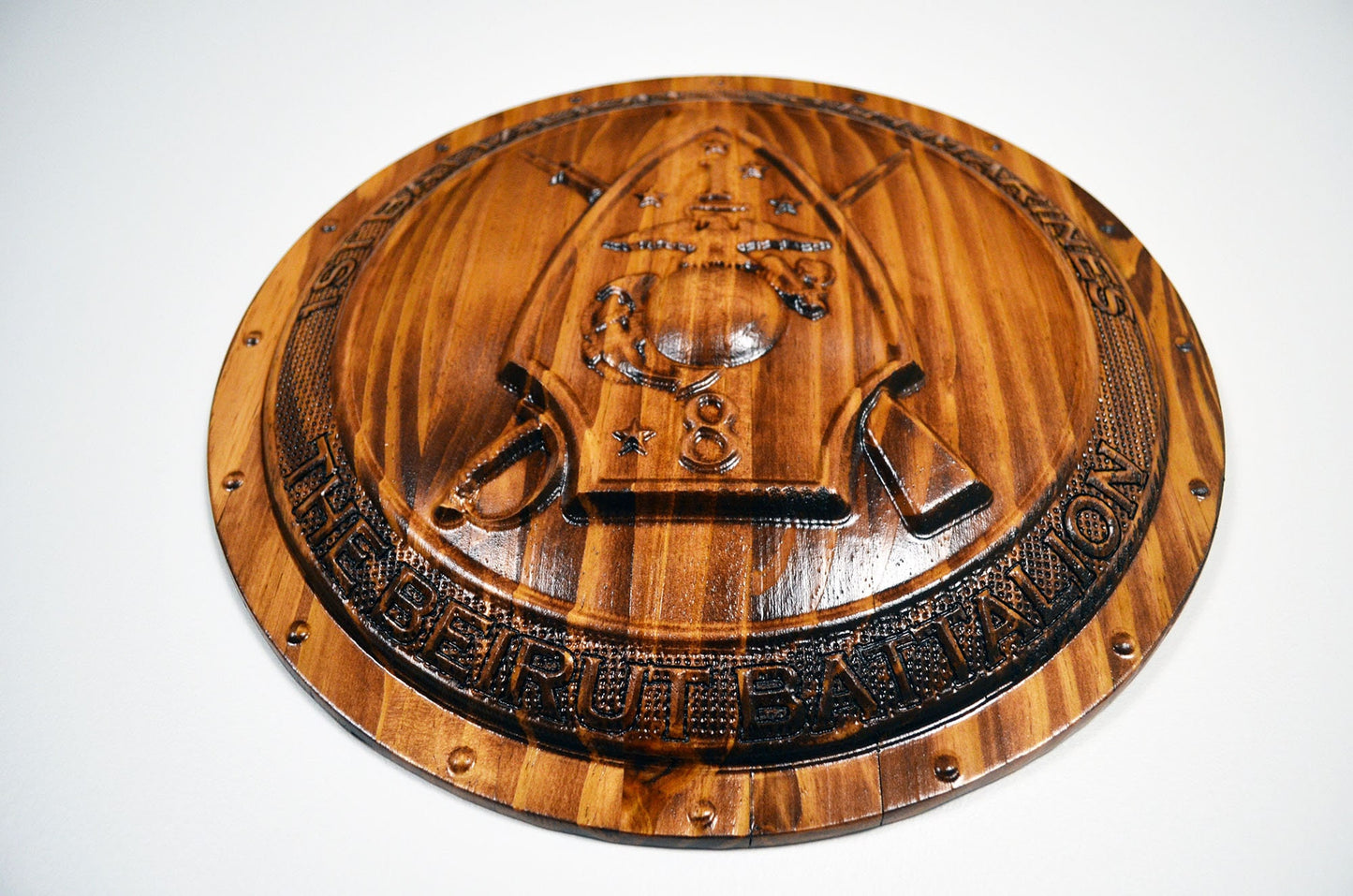 USMC 1st Battalion, 8th Marines, Unit Emblem, US Marine Corps, military plaque - Carved Effects