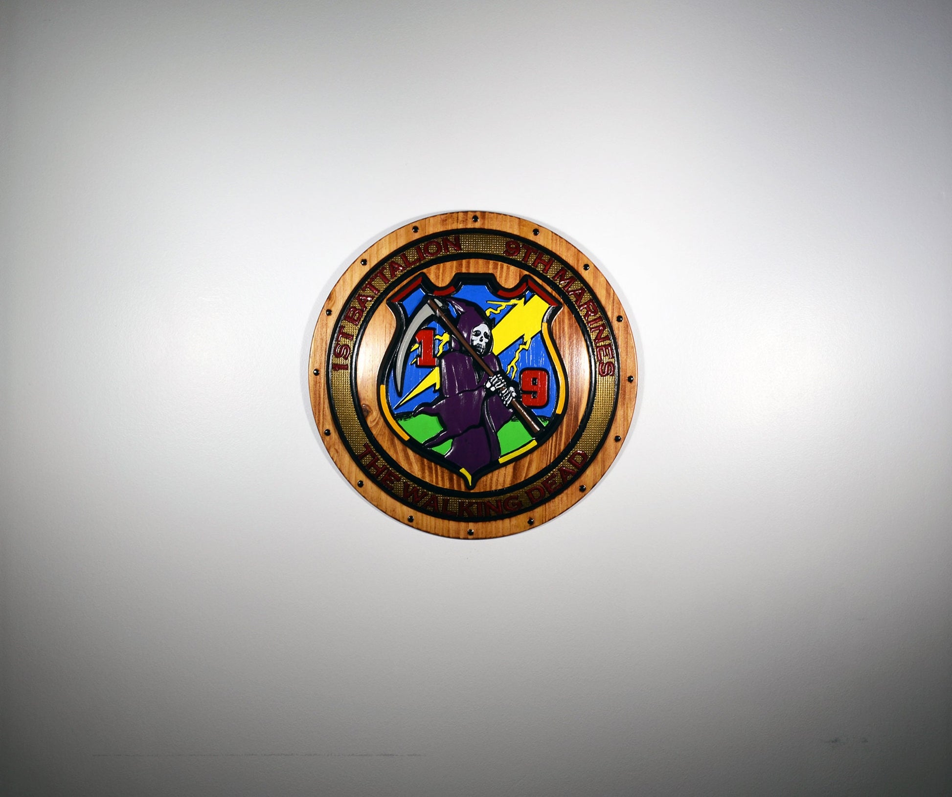 USMC 1st Battalion 9th Marines, USMC The Walking Dead 3d wood carving Painted, military plaque - Carved Effects